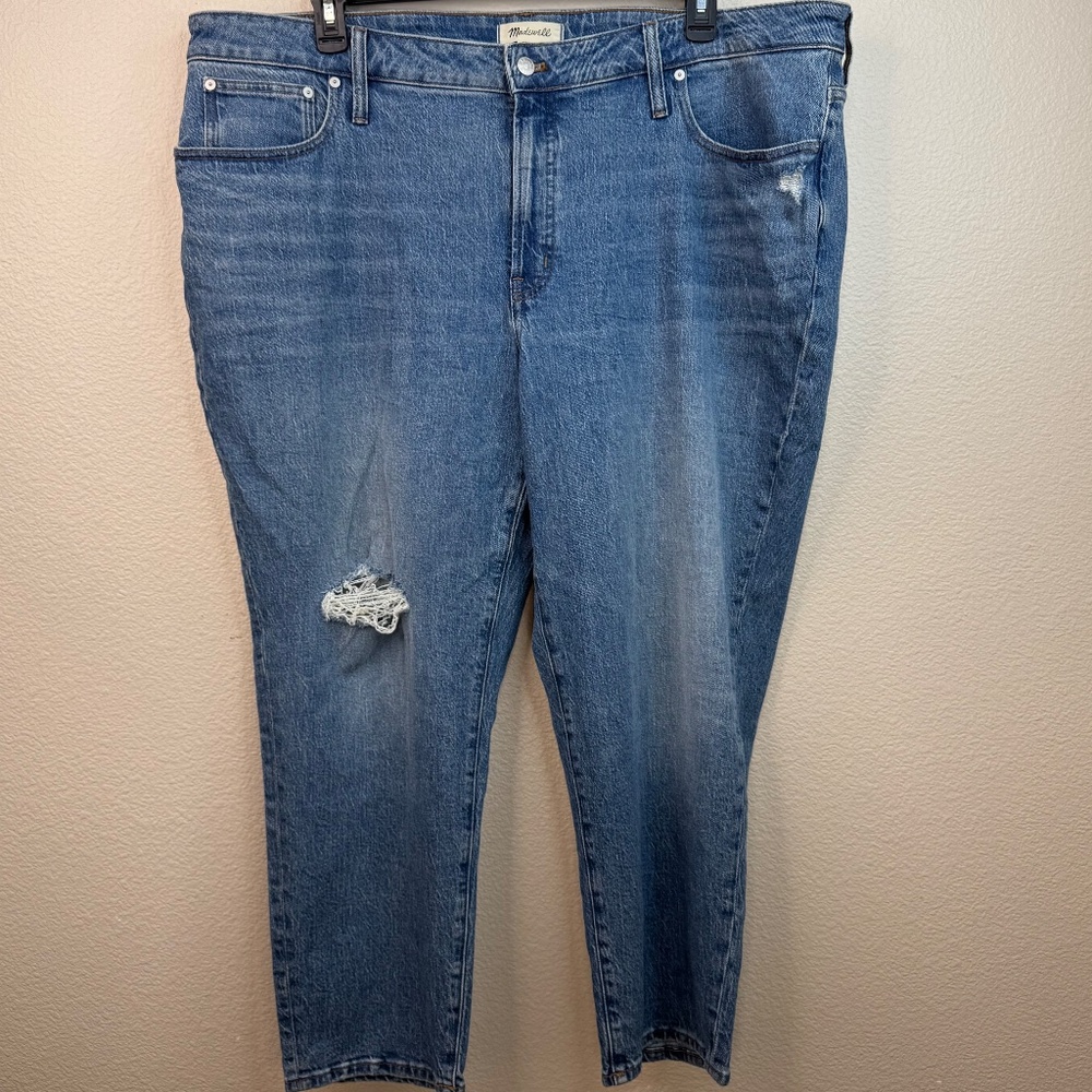 Madewell Womens Mid-Rise Perfect Vintage Ainsdale Wash Jeans Knee-Rip Plus 24W - Picture 2 of 16
